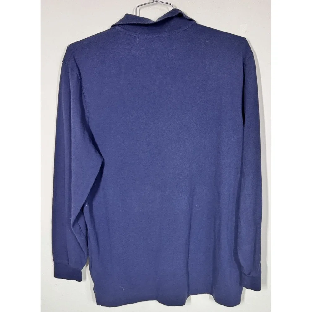 Polo Ralph Lauren Pique Knit Cotton Long Sleeve Classic Polo Shirt‎ Mens XL Blue